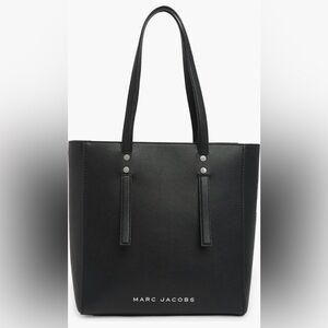 Marc Jacobs Black Pebbled Leather Tote Bag Zip Top Large Shoulder Authentic NWT